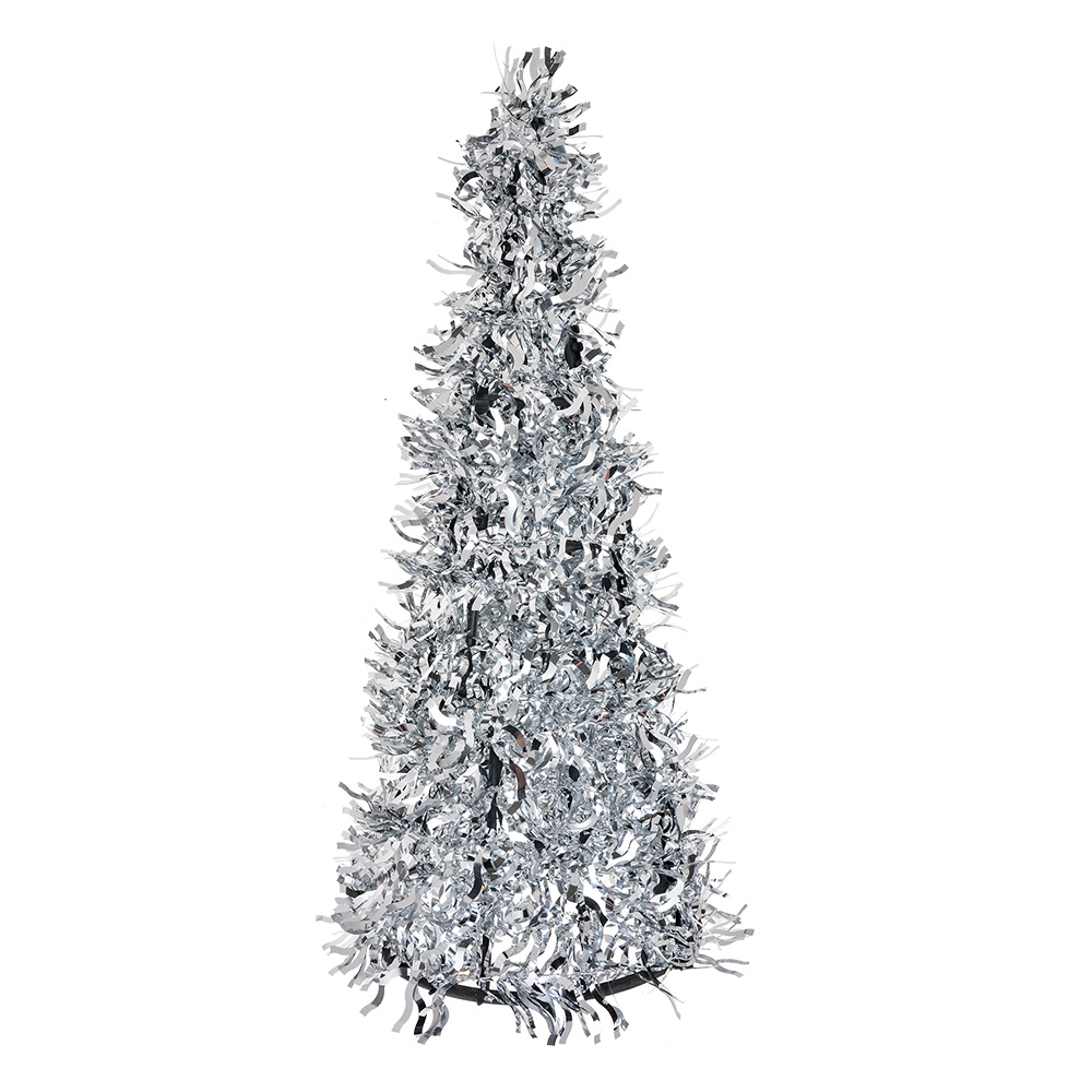 Clayre & Eef | Kerstdecoratie Kerstboom Zilverkleurig ø 18x46 cm | 65537L
