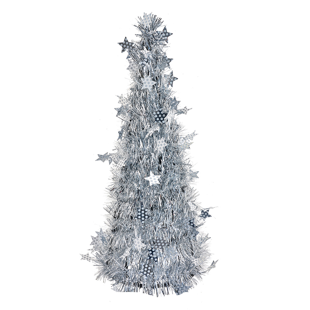 Clayre & Eef | Kerstdecoratie Kerstboom Zilverkleurig ø 18x46 cm | 65538L