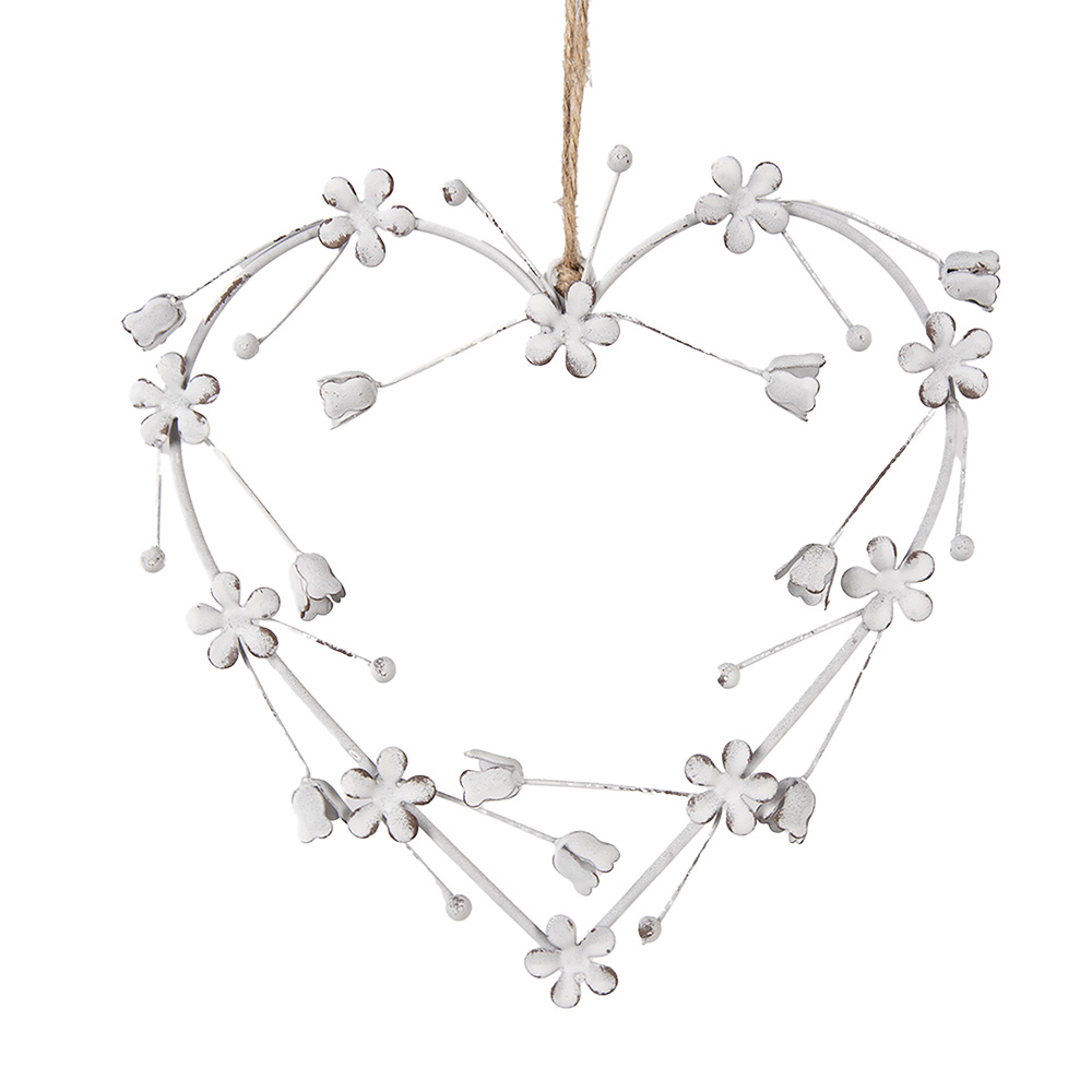 Clayre & Eef | Decoratie hanger hart Wit 17x1x17 cm | 6Y5556