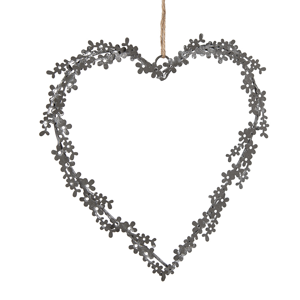 Clayre & Eef | Decoratie hanger hart Grijs 20x1x20 cm | 6Y5562