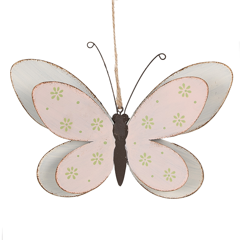Clayre & Eef | Decoratie hanger vlinder Roze 22x4x14 cm | 6Y5578M