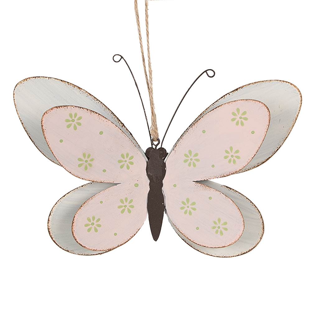 Clayre & Eef | Decoratie hanger vlinder Roze 16x4X10 cm | 6Y5578S