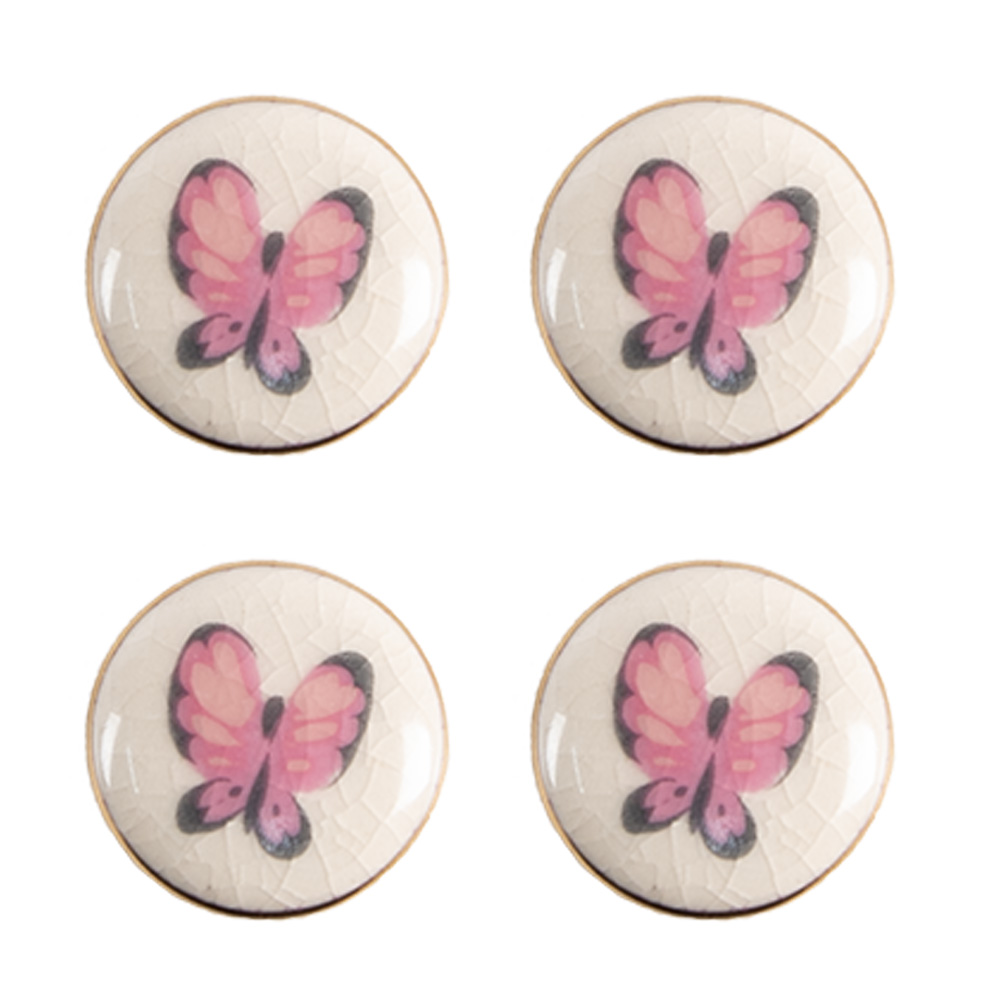 Clayre & Eef | Deurknop set van 4 Roze Beige ø 3x1/4 cm | 65301