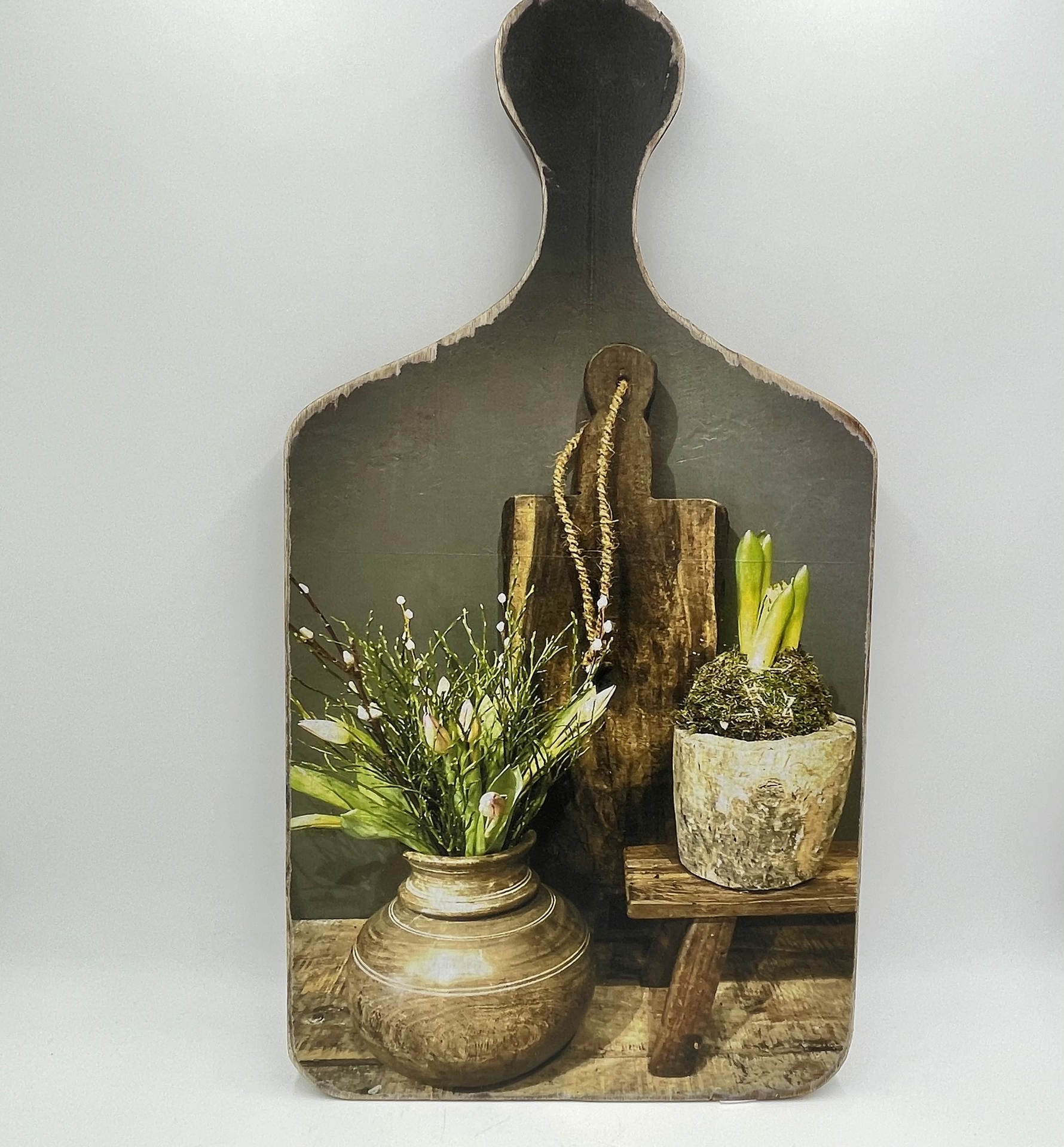 Decoratie broodplank met print Nepalese pot bloempot & krukje 64  cm x 34 cm touw maat XL | Stoer & Sober | 146181 | Home Sweet Home