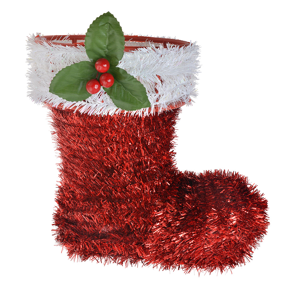 Clayre & Eef | Kerstdecoratie Laars Rood Wit 25x11x26 cm | 65476