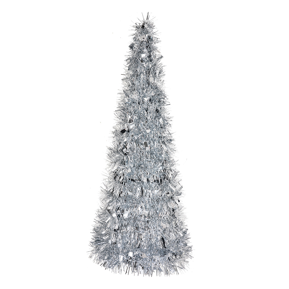 Clayre & Eef | Kerstdecoratie Kerstboom Zilverkleurig ø 18x46 cm | 65541L