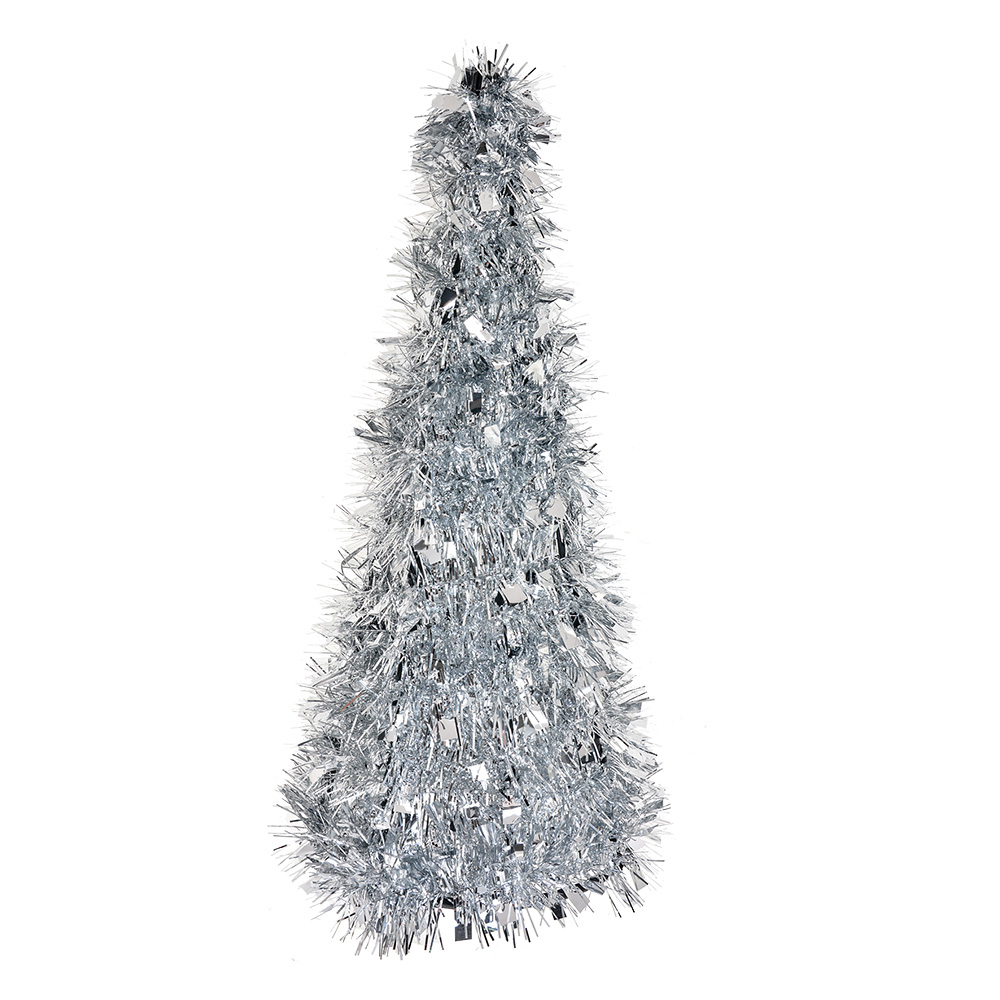 Clayre & Eef | Kerstdecoratie Kerstboom Zilverkleurig ø 16x38 cm | 65541M