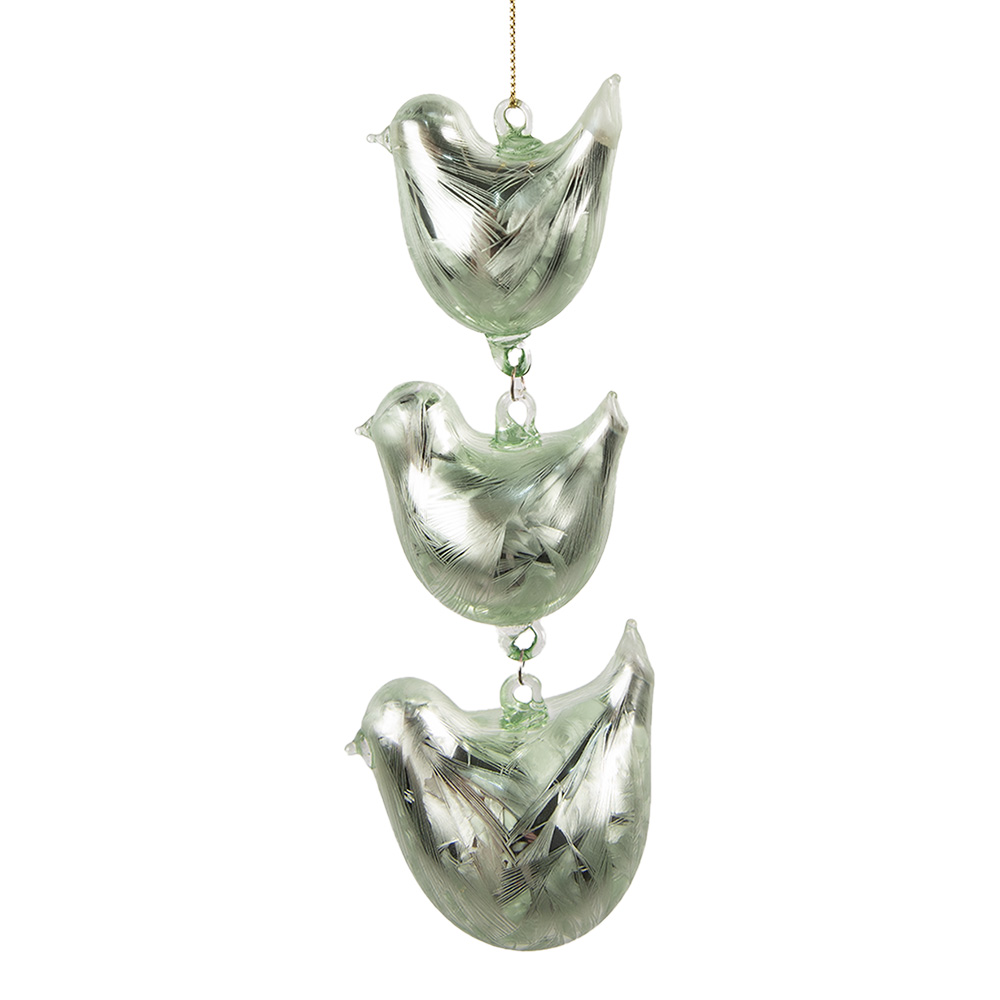 Clayre & Eef | Decoratie hanger vogels Groen 7x5x16 cm | 6GL4455