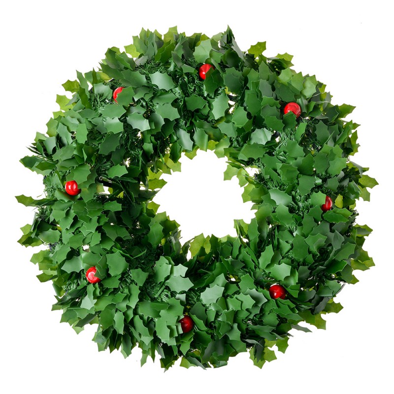 Clayre & Eef | Kerstdecoratie Krans Groen Rood ø 40x6 cm | 65523