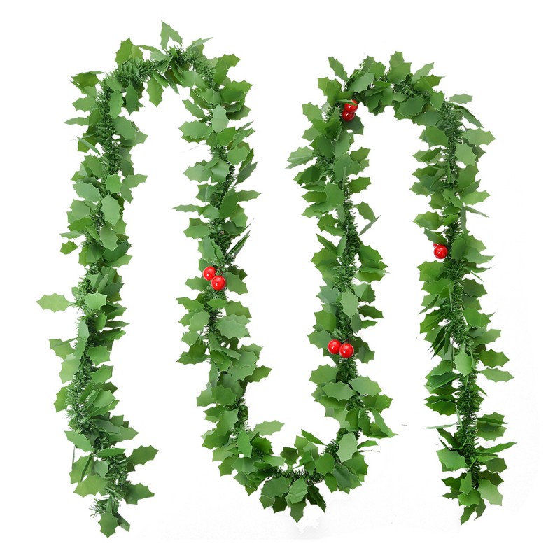 Clayre & Eef | Decoratie slinger kerst Groen Rood 200 cm | 65521