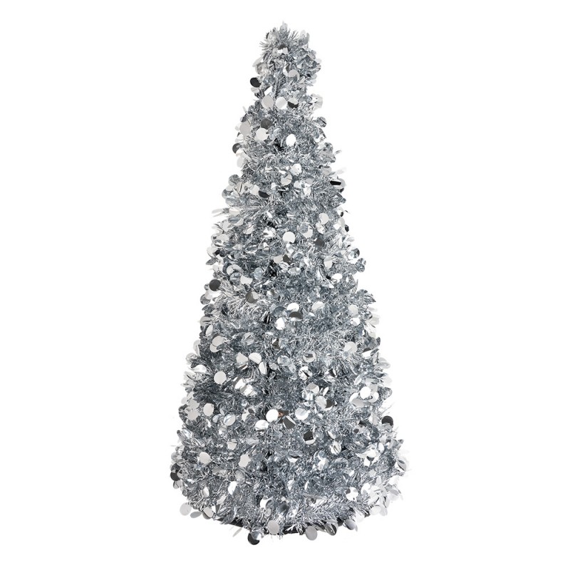 Clayre & Eef | Kerstdecoratie Kerstboom Zilverkleurig ø 21x50 cm | 65511