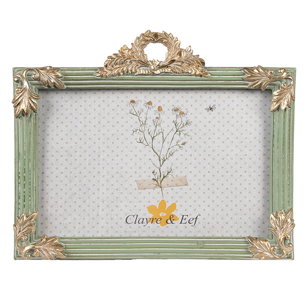 Clayre & Eef | Fotolijst Groen Goudkleurig 17x2x14 cm / 10x15 cm | 2F1140