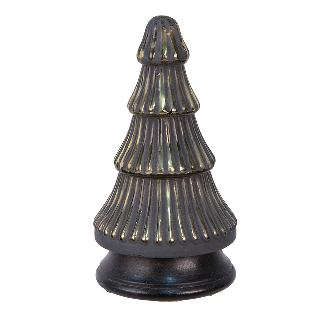 Clayre & Eef | Kerstdecoratie Kerstboom Goudkleurig Grijs ø 14x25 cm | 65382