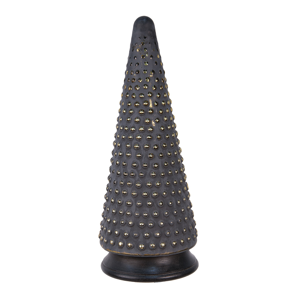 Clayre & Eef | Kerstdecoratie Kerstboom Goudkleurig Grijs ø 17x42 cm | 65385