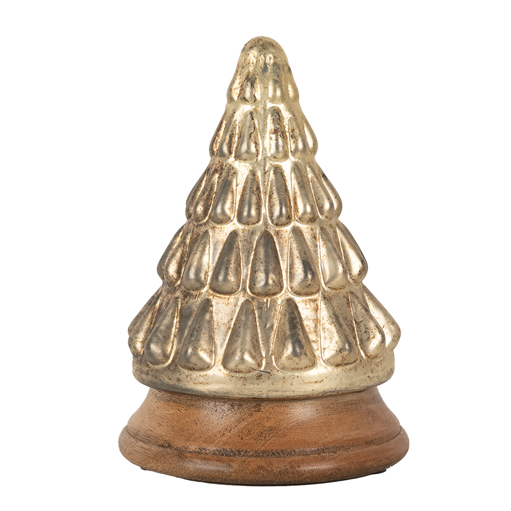 Clayre & Eef | Kerstdecoratie Kerstboom Goudkleurig ø 13x19 cm | 65388