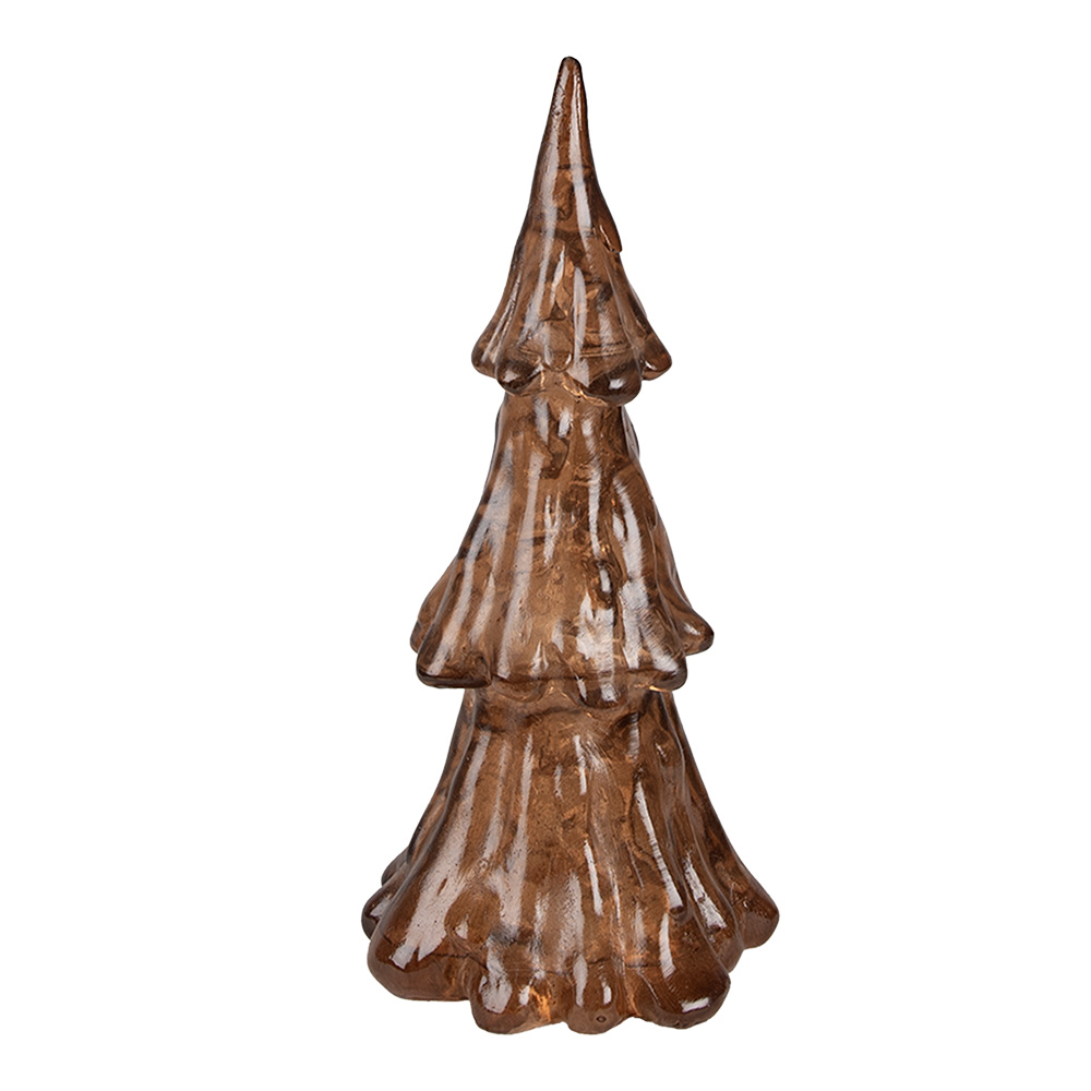 Clayre & Eef | Kerstdecoratie Kerstboom met LED Bruin ø 12x24 cm / 3xAAA | 6PR4364