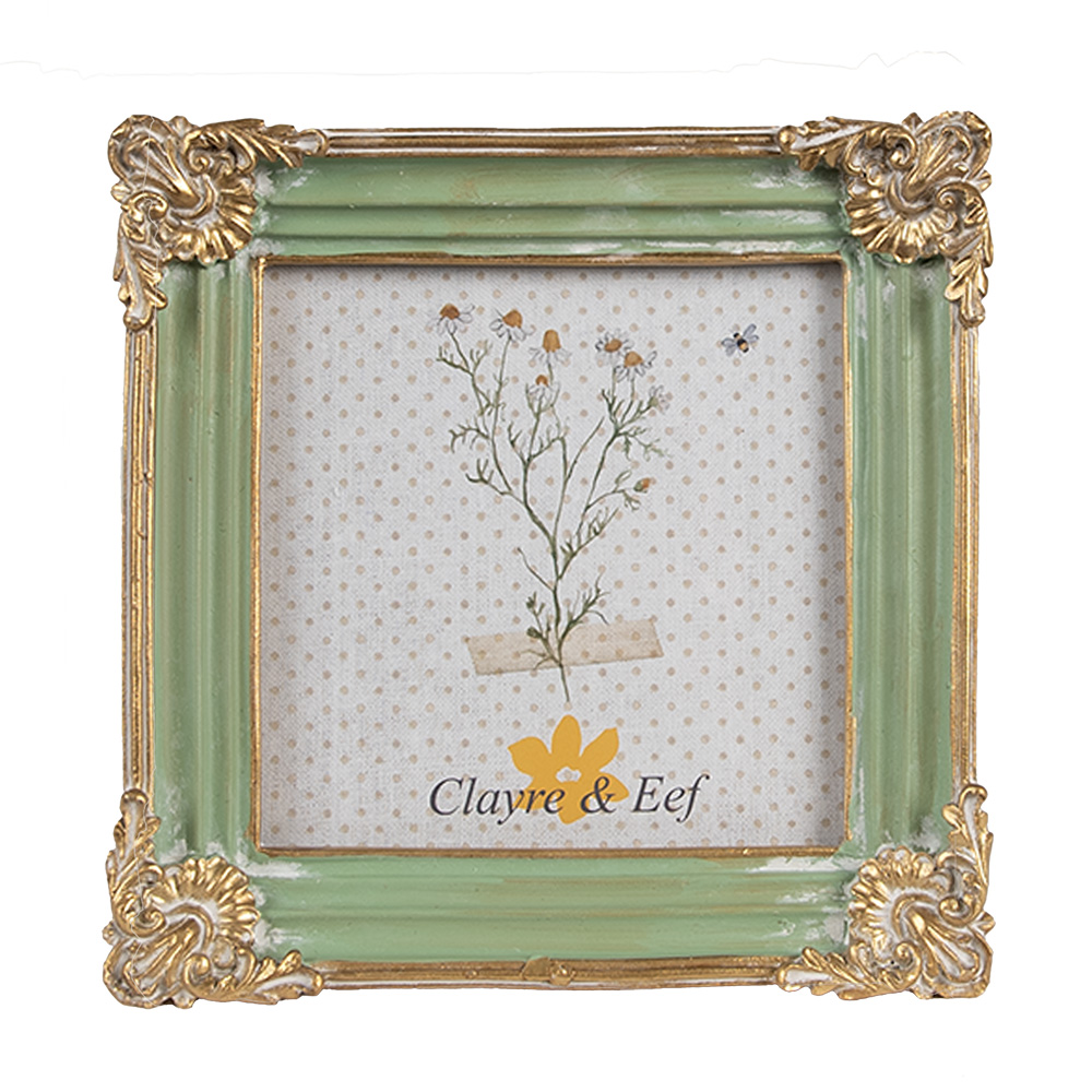 Clayre & Eef | Fotolijst Groen Goudkleurig 13x2x13 cm / 10x10 cm | 2F1149