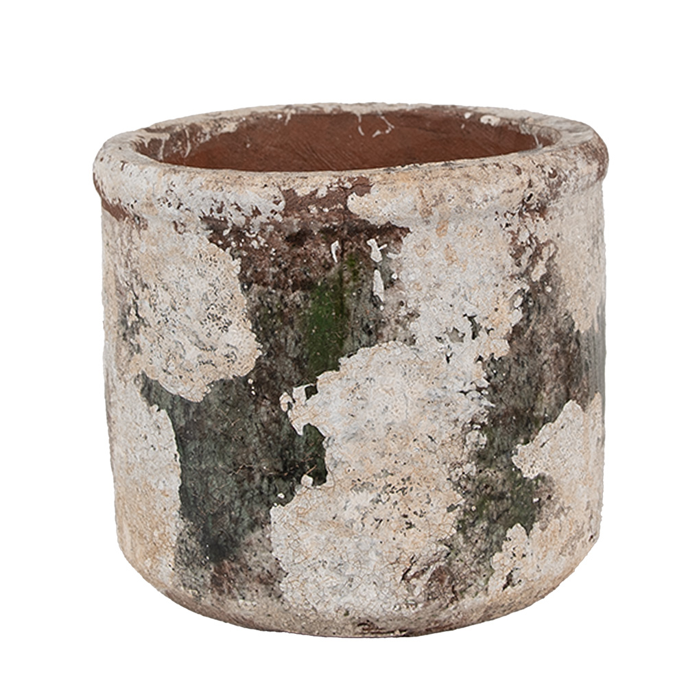 Clayre & Eef | Bloempot Binnen Beige Groen ø 17x15 cm | 6TE0516L