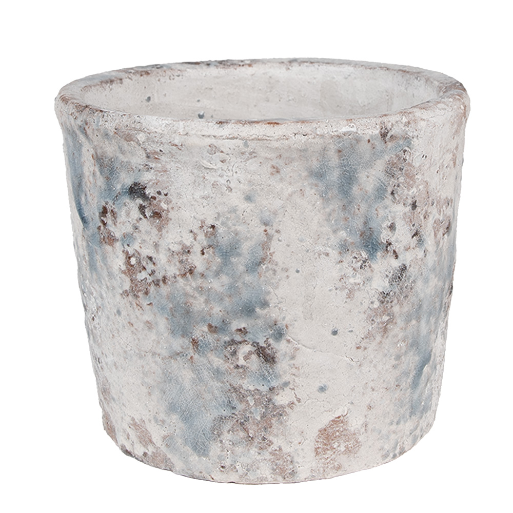 Clayre & Eef | Bloempot Binnen Wit Blauw ø 18x15 cm | 6TE0520L