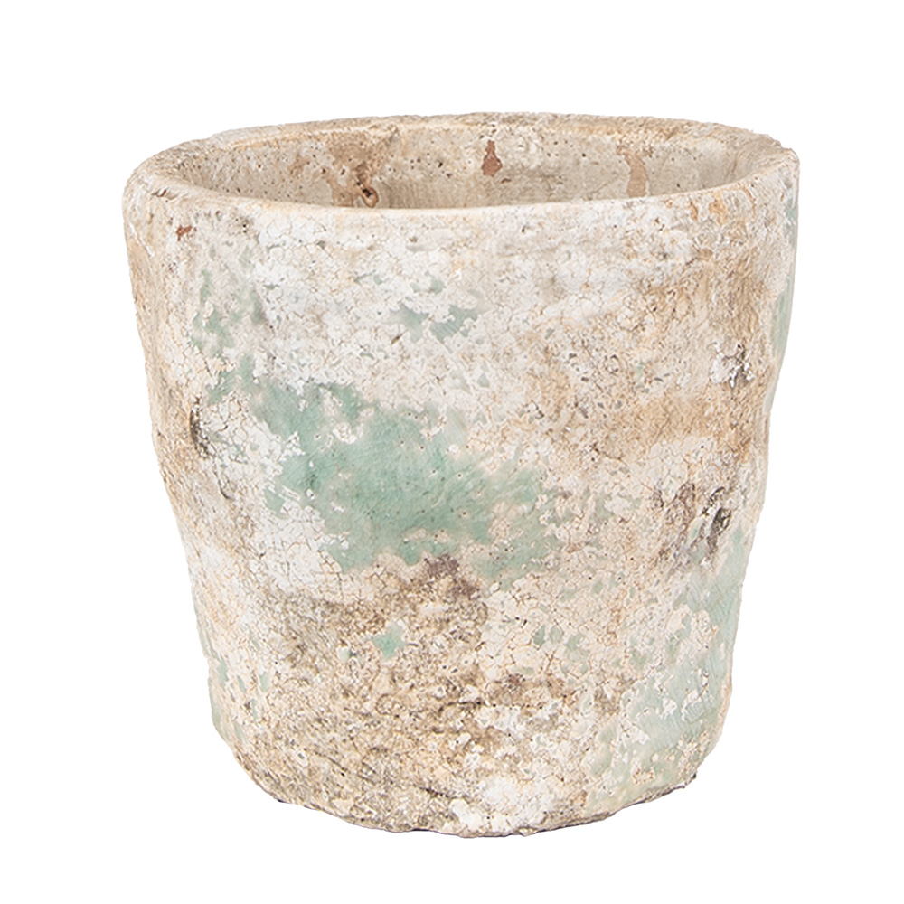 Clayre & Eef | Bloempot Binnen Beige Groen ø 11x11 cm | 6TE0531S