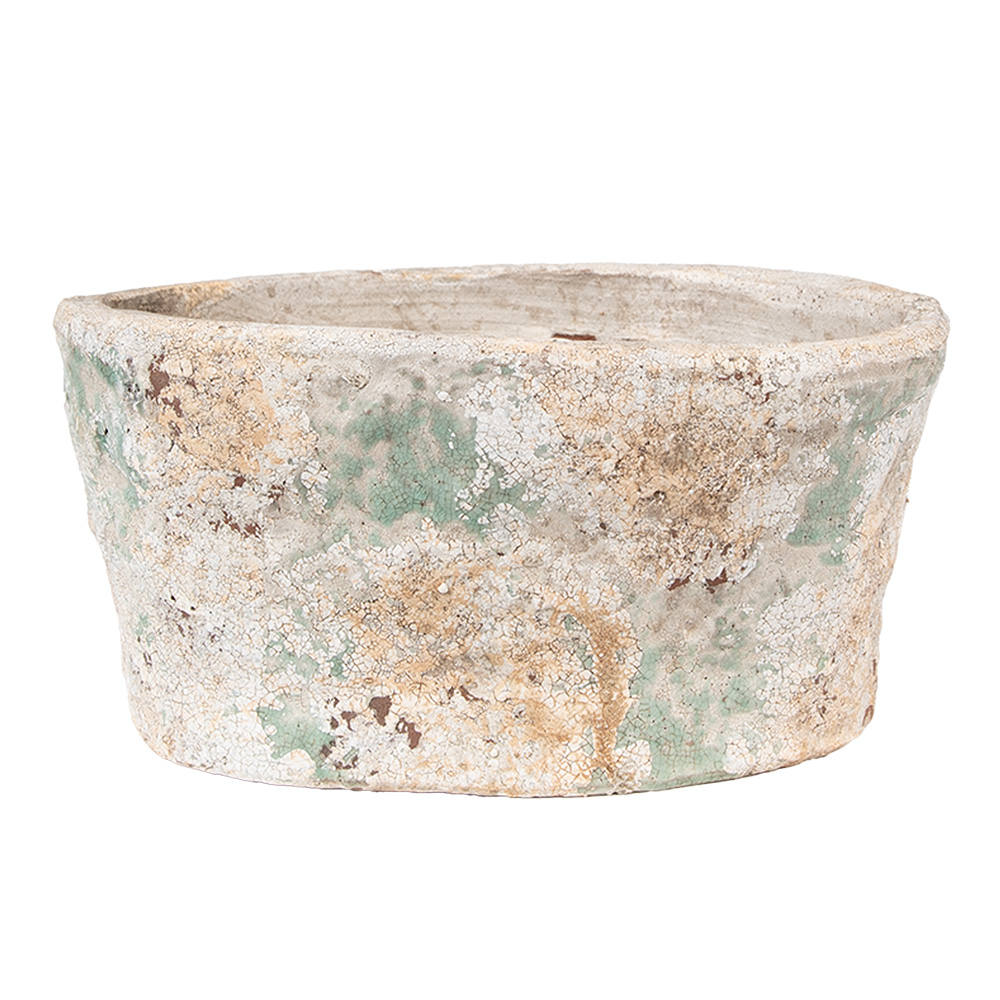 Clayre & Eef | Bloempot Binnen Beige Groen 22x13x11 cm | 6TE0533M