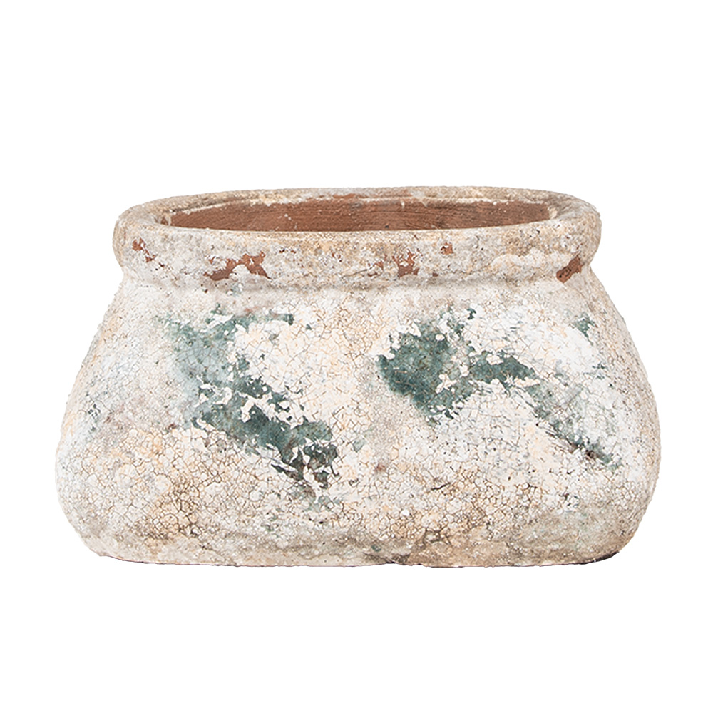 Clayre & Eef | Bloempot Binnen Beige Groen 17x13x9 cm | 6TE0536S