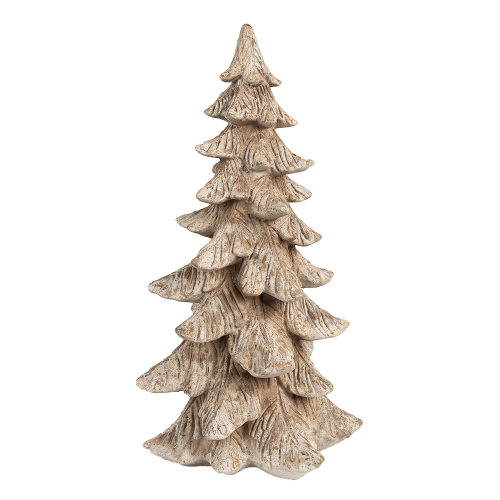 Clayre & Eef | Kerstdecoratie Kerstboom Bruin Wit 19x19x39 cm | 6PR4161