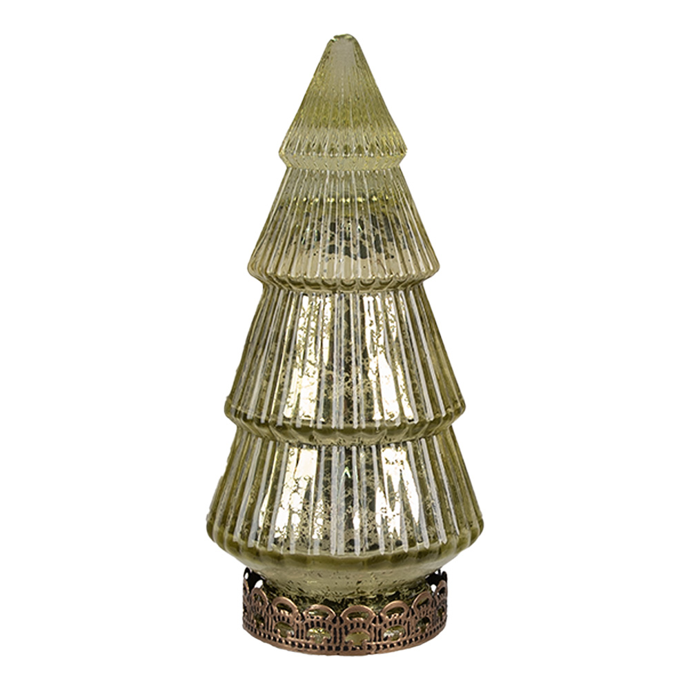 Clayre & Eef | Kerstdecoratie Beeld Kerstboom met LED Groen ø 7x16 cm | 6GL4569GR