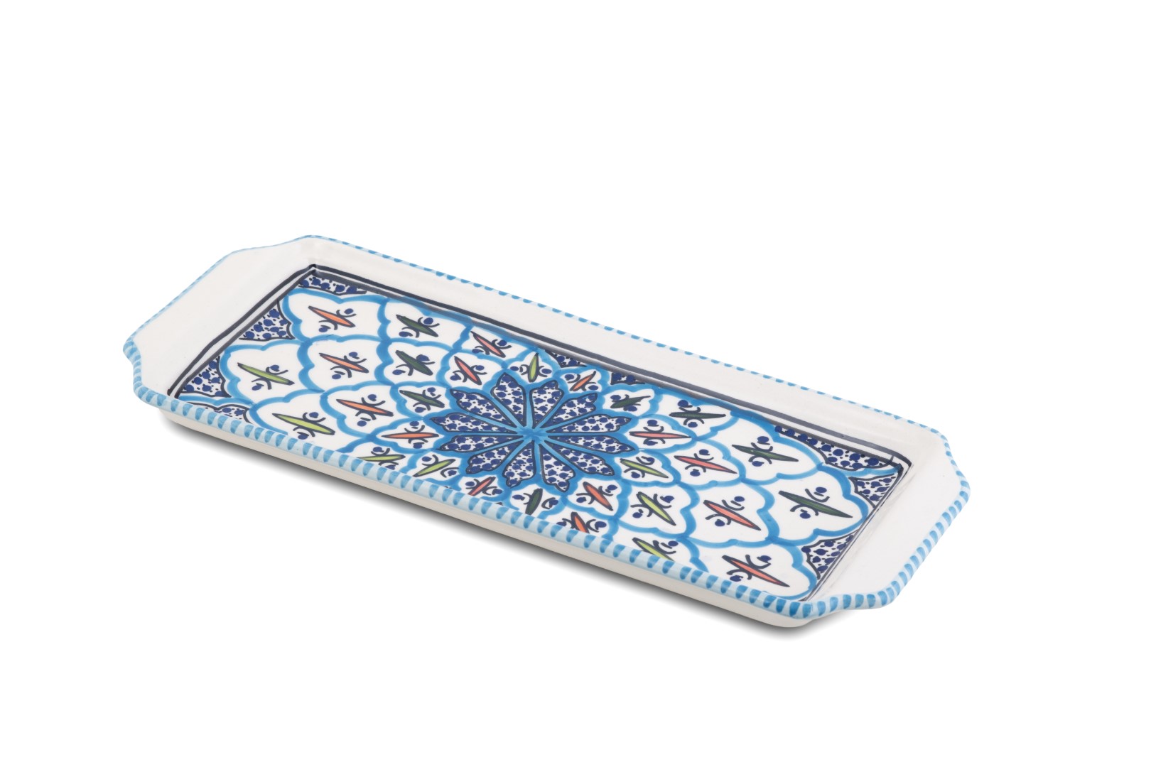 Cake schaal Turquoise blue fine serveerschaal handgemaakt 35 x 14 cm | CP.TF.30 | Dishes & Deco