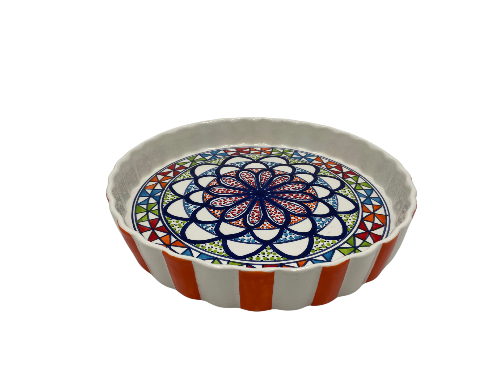 Quicheschaal taartvorm Naoura serveerschaal handgemaakt Ø 24 groen rood blauw | QU.NA.30 | Dishes & Deco