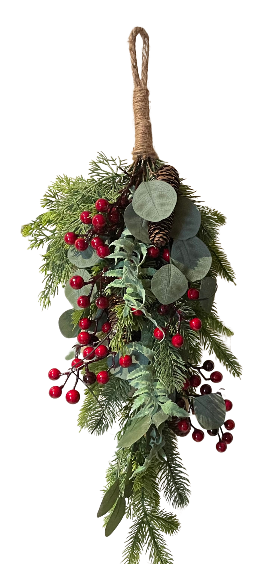 Decoratie kunsttak kersthanger met blad & besjes groen rood 60 cm| 359129 | Home Sweet Home | Stoer & Sober Woonstijl