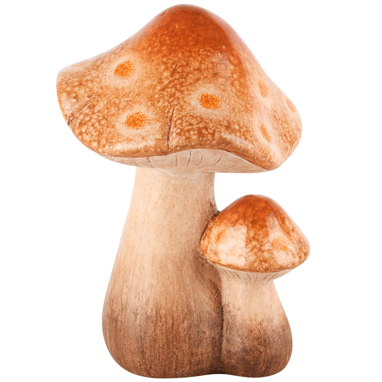 Dekoratief | Duo paddenstoelen, oranje, keramiek, 11x11x16cm | A245026