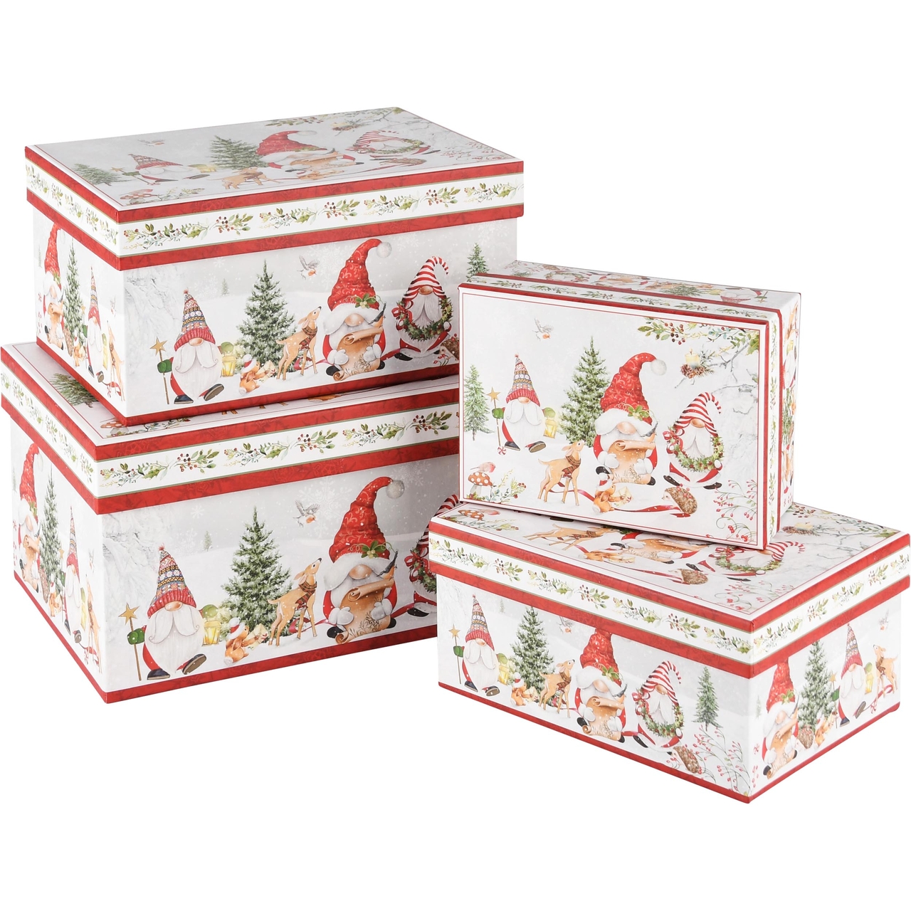 Dekoratief | Set 4 dozen rechthoek 'Friendly Gnomes', karton, 23x16x12cm | A245046