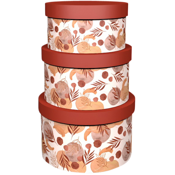 Dekoratief | Set 3 dozen rond 'Earth Blush', 21x21x13cm | A245087