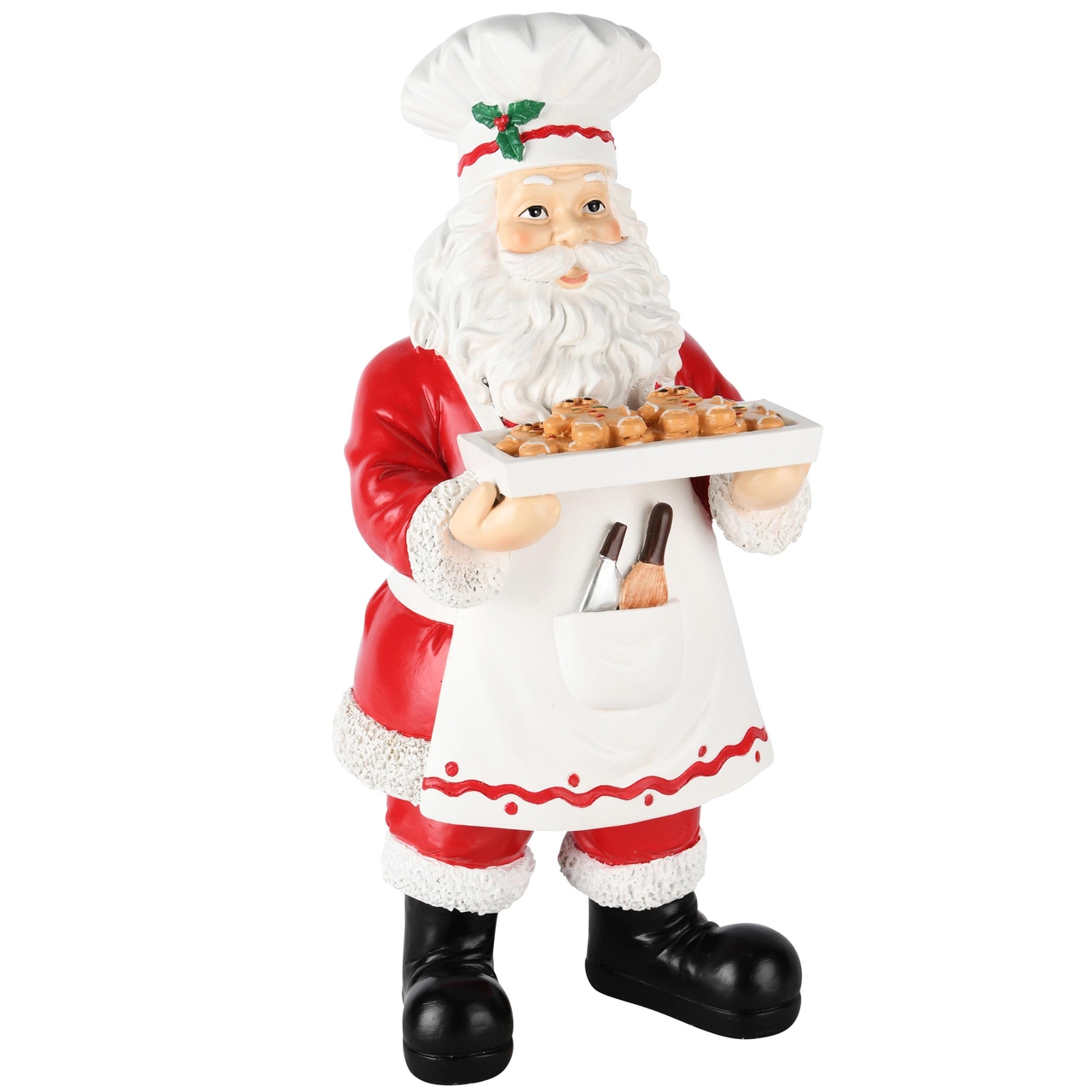 Dekoratief | Santa staand m/koekjes, resina, 14x14x30cm | A245252