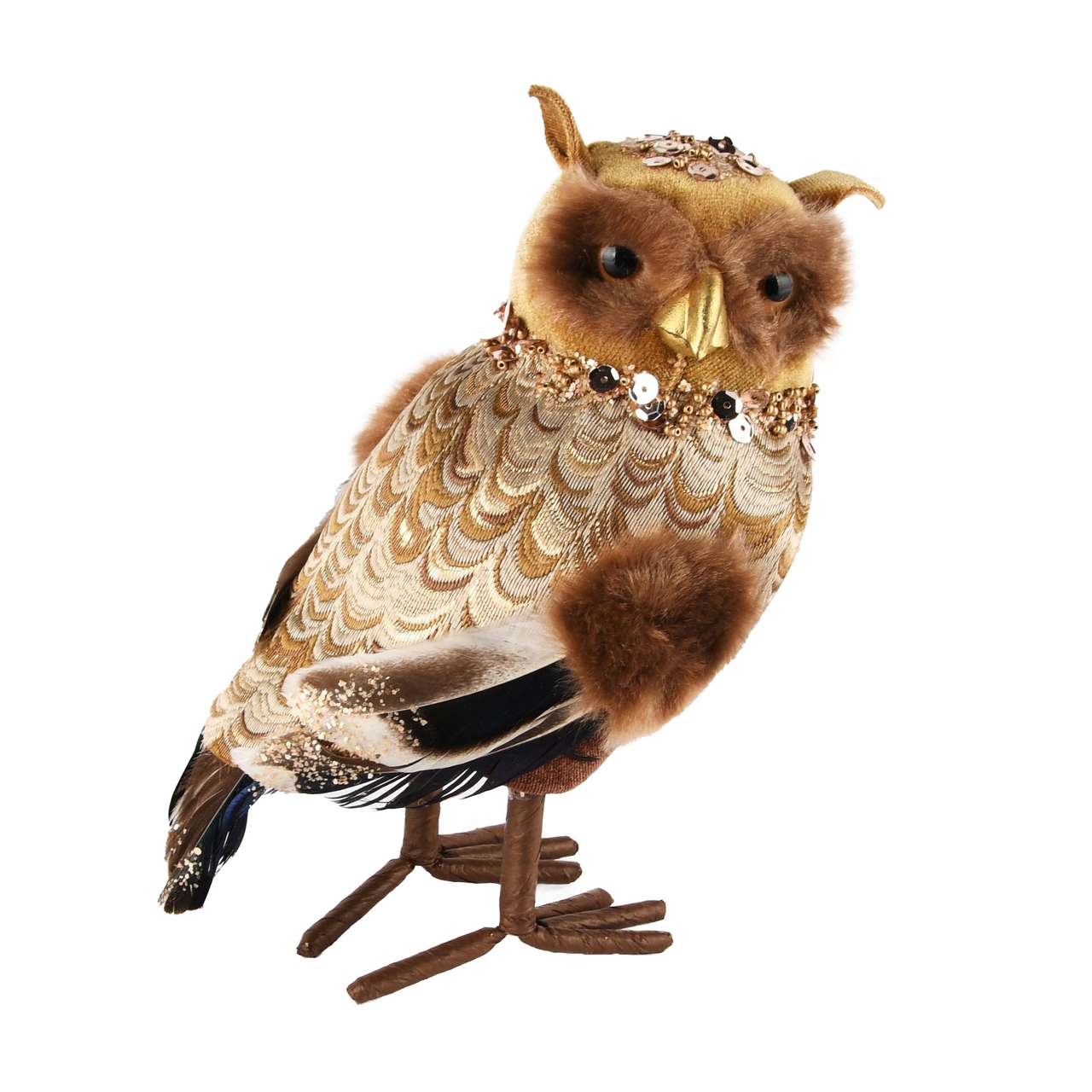 Dekoratief | Deco uil m/pailetten 'Balthazar', stof, 12x11x18cm | A245269