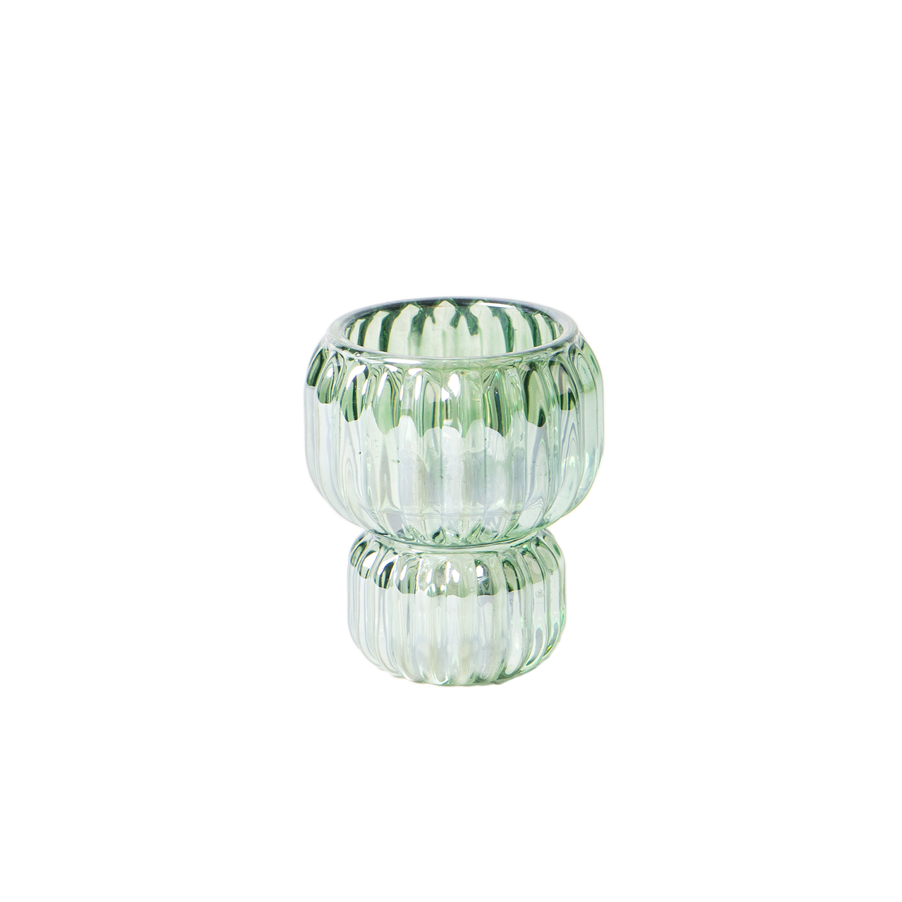 Dekoratief | Theelichthouder, groen, glas, 7x7x8cm | A249104