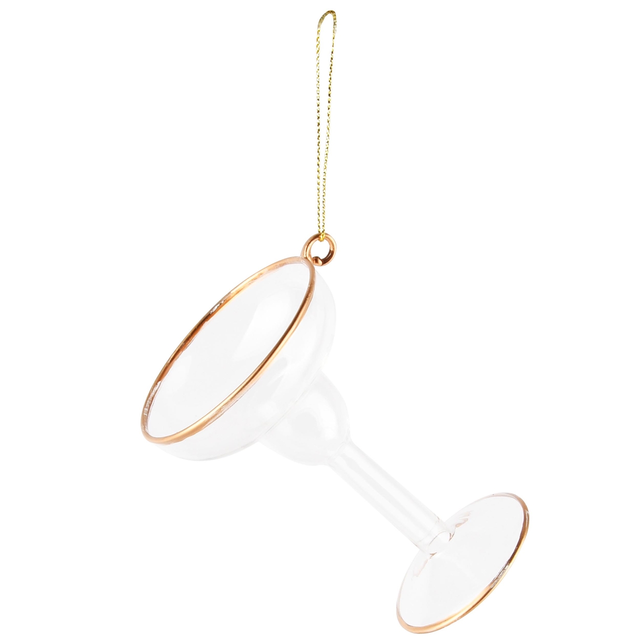 Dekoratief | Hanger champagneglas, goud/transparant, glas, 7x6x9cm | A245575