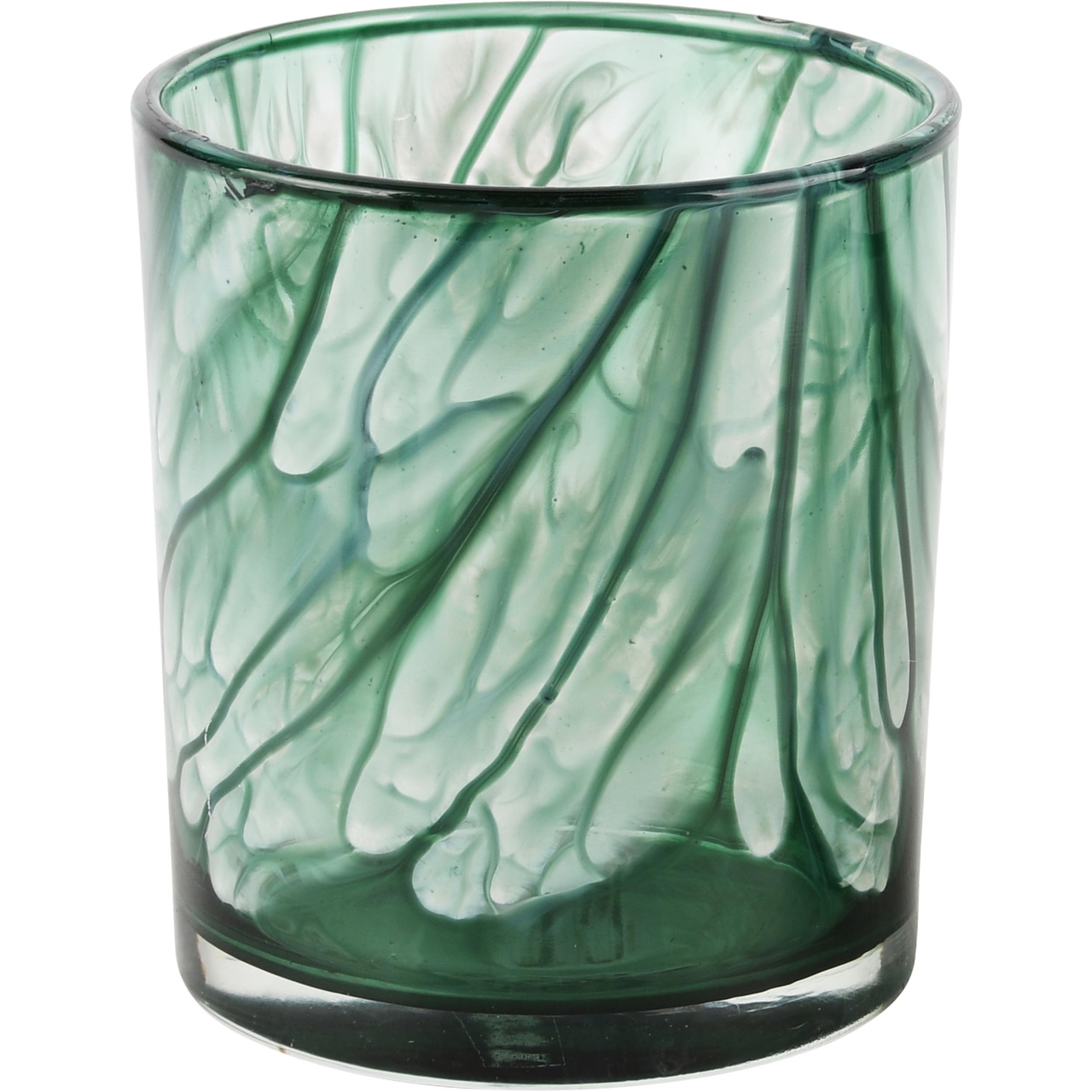 Dekoratief | Theelichthouder 'Green Smudge', glas, 10x10x12cm | A245578