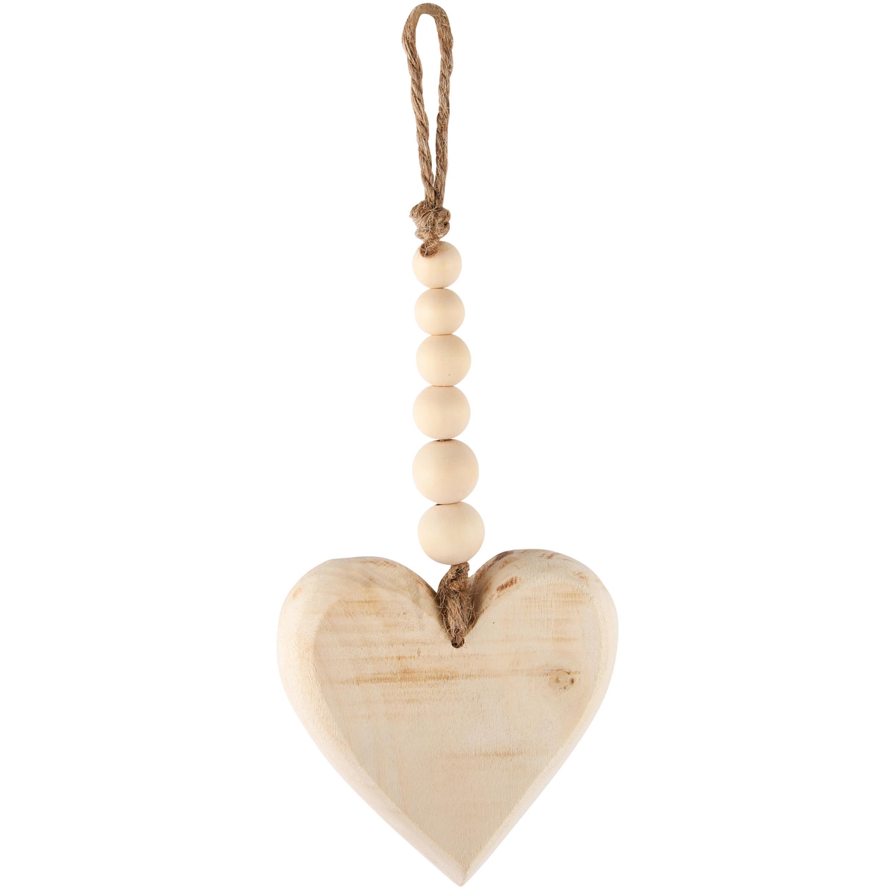 Dekoratief | Hanger hart m/parels, naturel, hout, 10x2x24cm | A245614