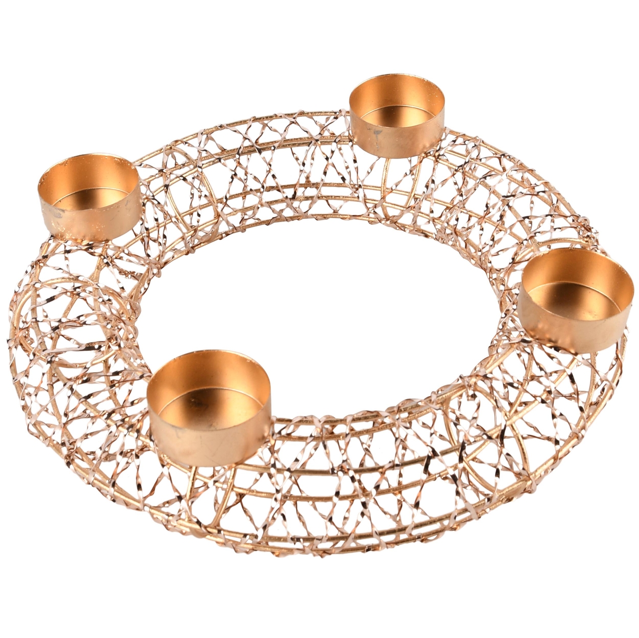 Dekoratief | Tafelstuk rond 'Wired', goud, 25x25x8cm | A245866