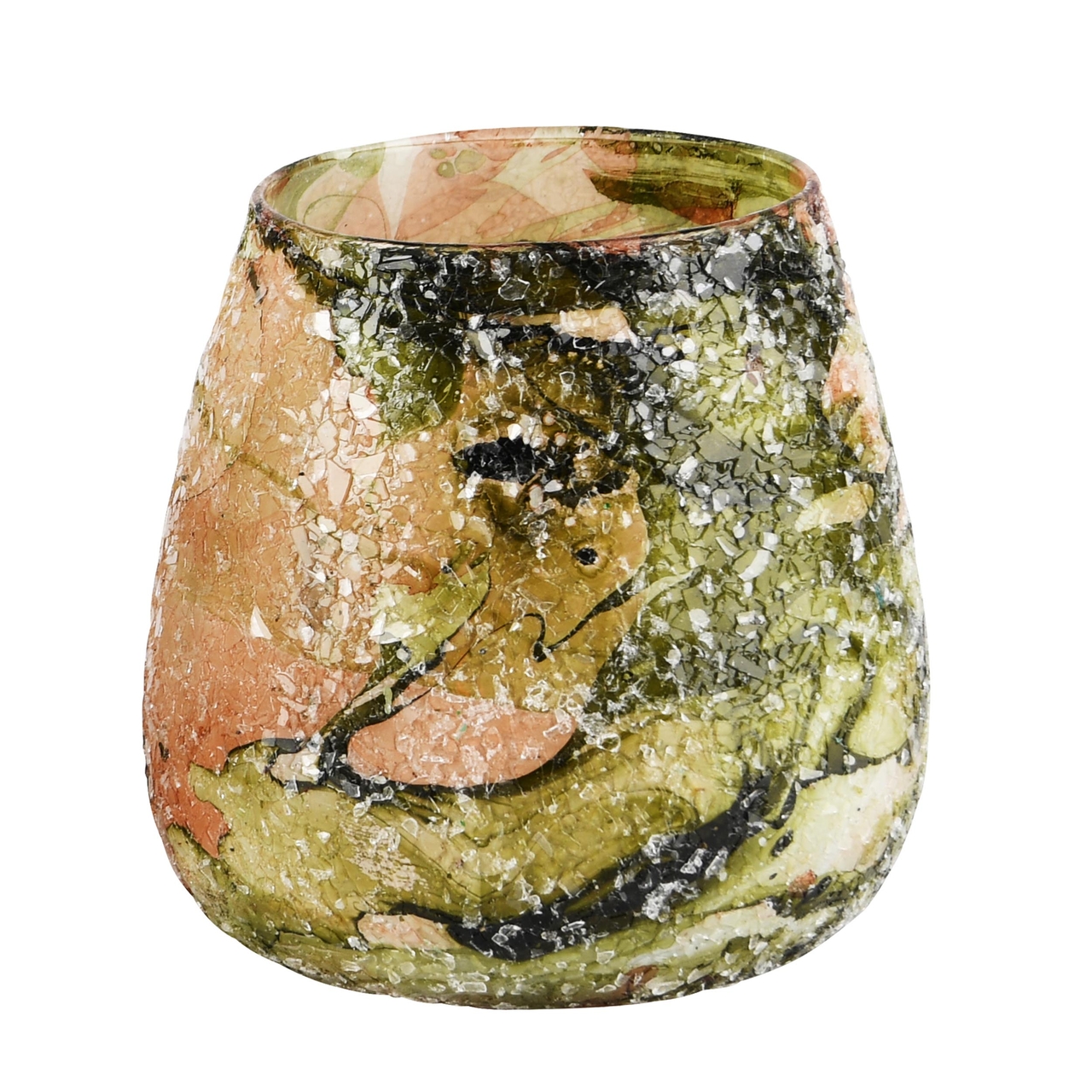Dekoratief | Theelichthouder 'Pink Cami', glas, 10x10x10cm | A248051