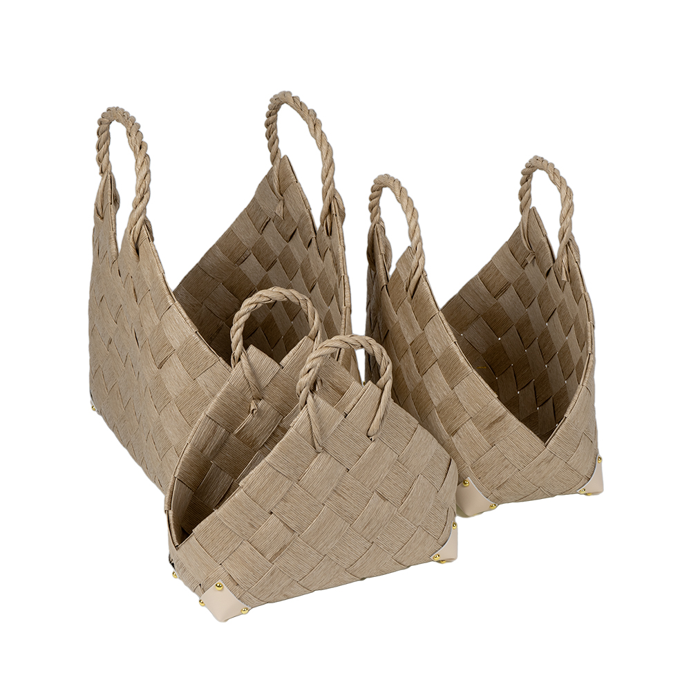 Dekoratief | Set 3 manden, beige, karton, 50x32x12cm | A249021