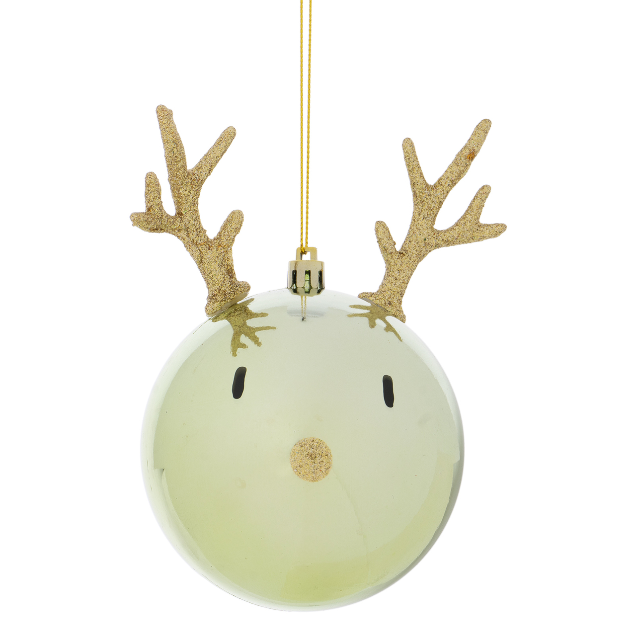 Dekoratief | Hanger kerstbal 'Rudolf', groen/goud, pvc, 8x8x8cm | A249073