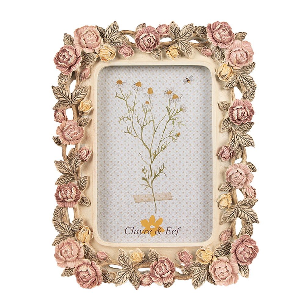 Clayre & Eef | Fotolijst Roze Beige 17x2x21 cm / 10x15 cm | 2F1134
