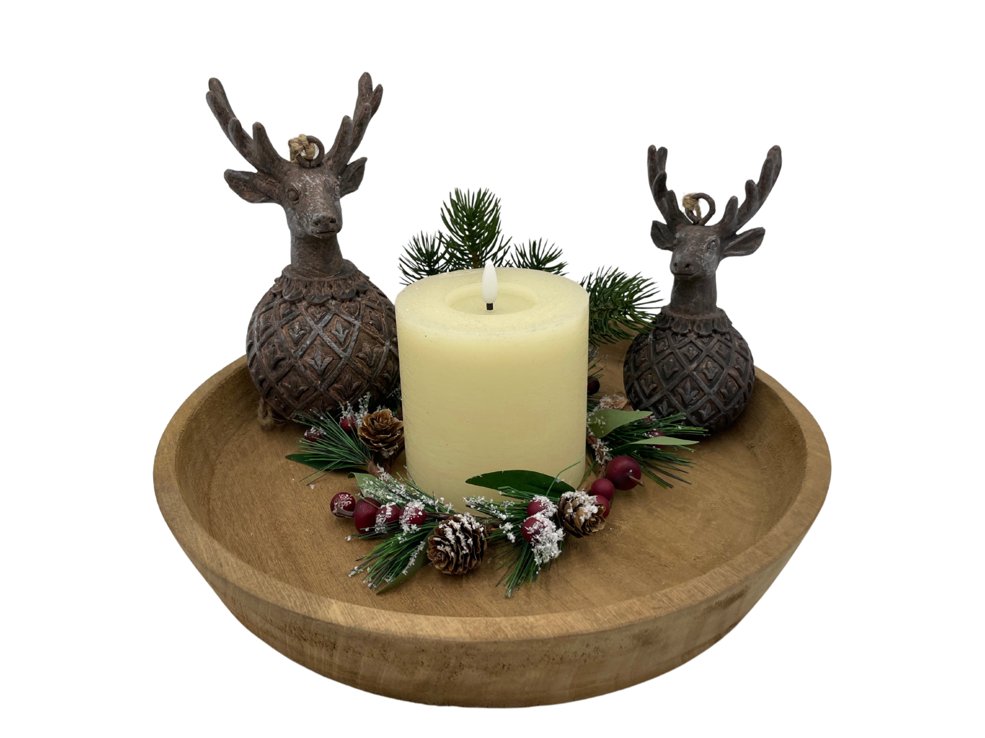 Decoratiebal Hert / kerstbal vintage bruin / taupe steen maat m 17 x 8 cm | 121621 | Home Sweet Home | Stoer & Sober Woonstijl