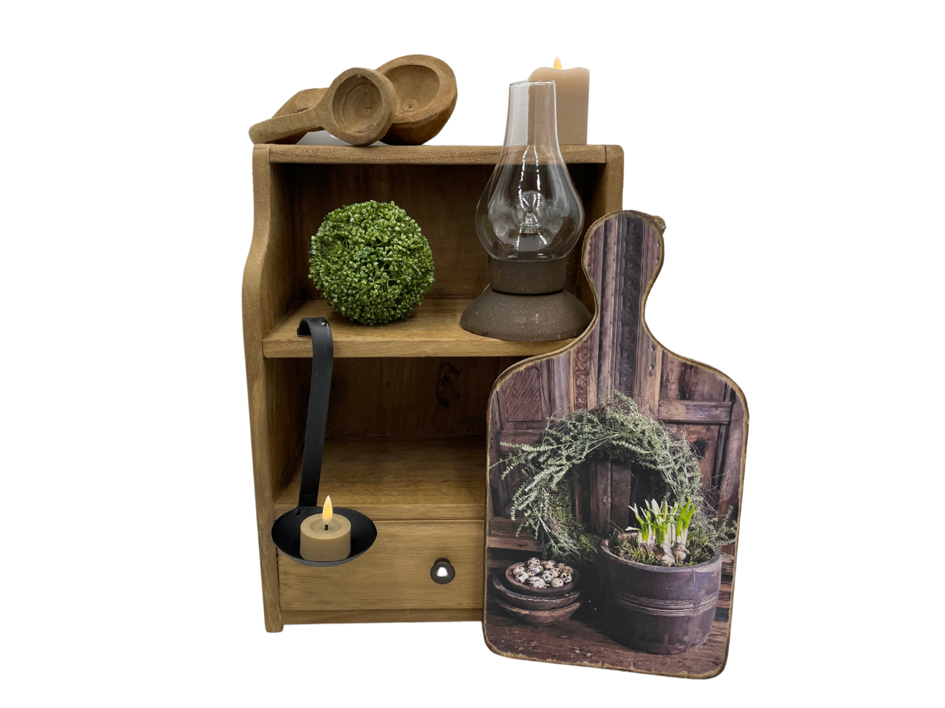 Gruttersbak kastje robuust geleefd hout met la bruin 30 x 40 x 16 cm | 045098 | Home Sweet Home | Landelijke Woonstijl