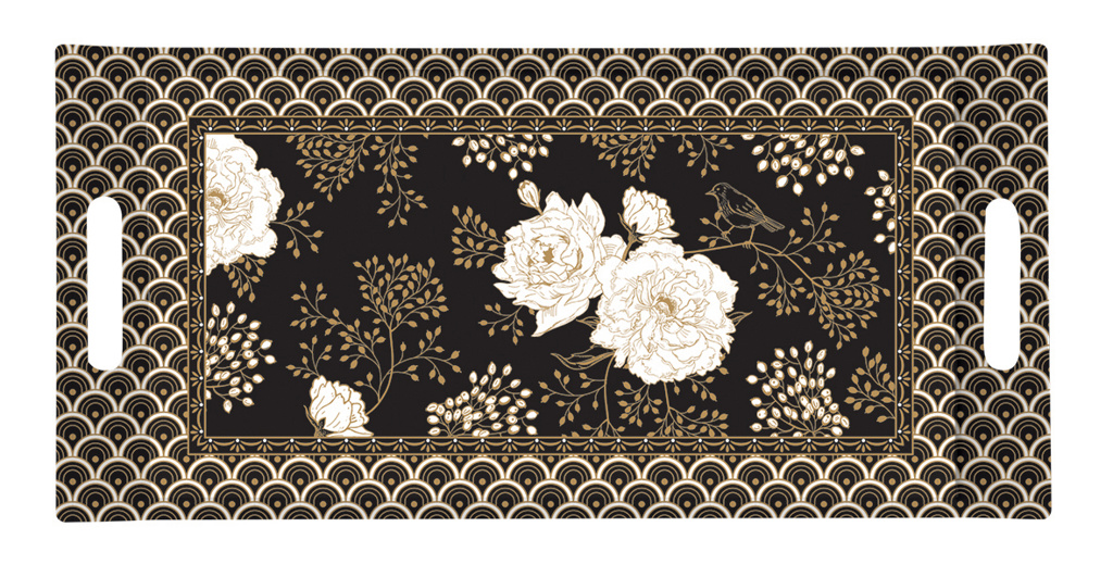 Dekoratief | Dienblad m/handvaten 'Art Deco Flowers', pvc, 40x19cm | A226102