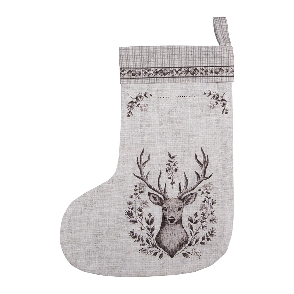 Clayre & Eef | Kerstsok Decoratie Kerstsok Beige Bruin 30x1x40 cm | GTW203