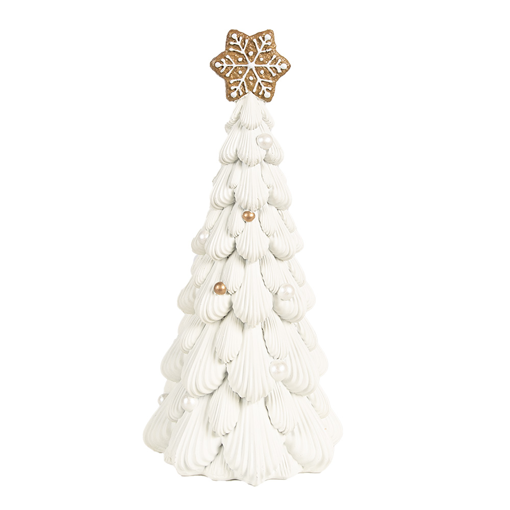 Clayre & Eef | Kerstdecoratie Beeld Kerstboom Wit Bruin ø 13x26 cm | 6PR4246